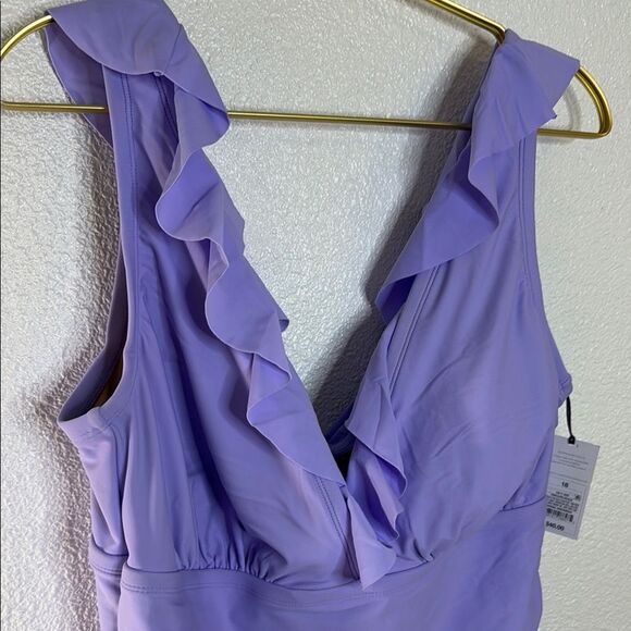 NWT- Shade & Shore-Lavender Ruffle One-Piece Swimsuit- Size 18 - Picture 5 of 10